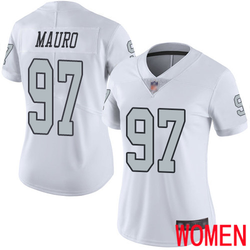 Oakland Raiders Limited White Women Josh Mauro Jersey NFL Football #97 Rush Vapor Untouchable Jersey->women nfl jersey->Women Jersey